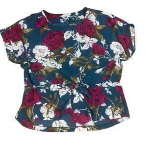 Sheer Tie Waist Floral Blouse